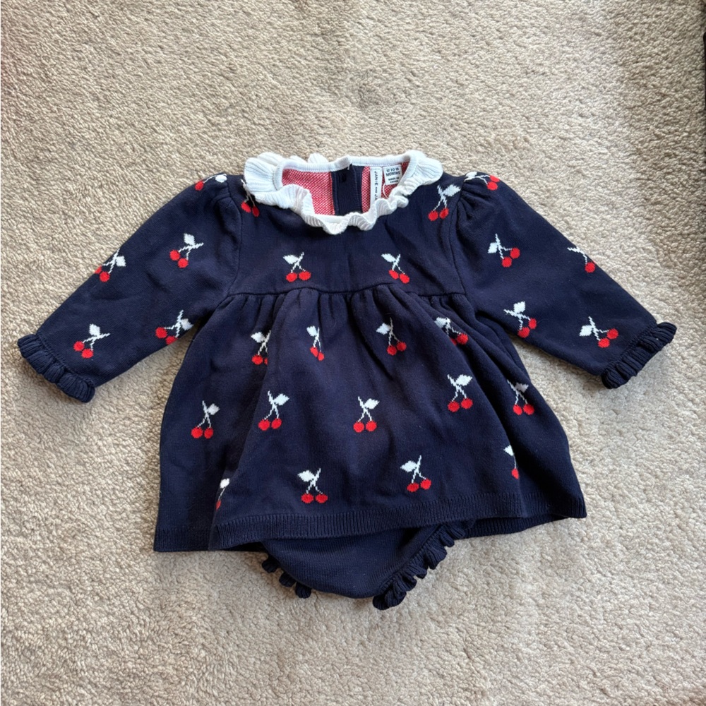 Janie and Jack Navy Two-Piece Set with Cherry Design